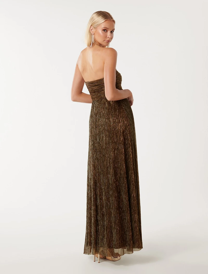 Andy Strapless Plisse Maxi Dress