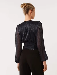Ava Plisse High Neck Top