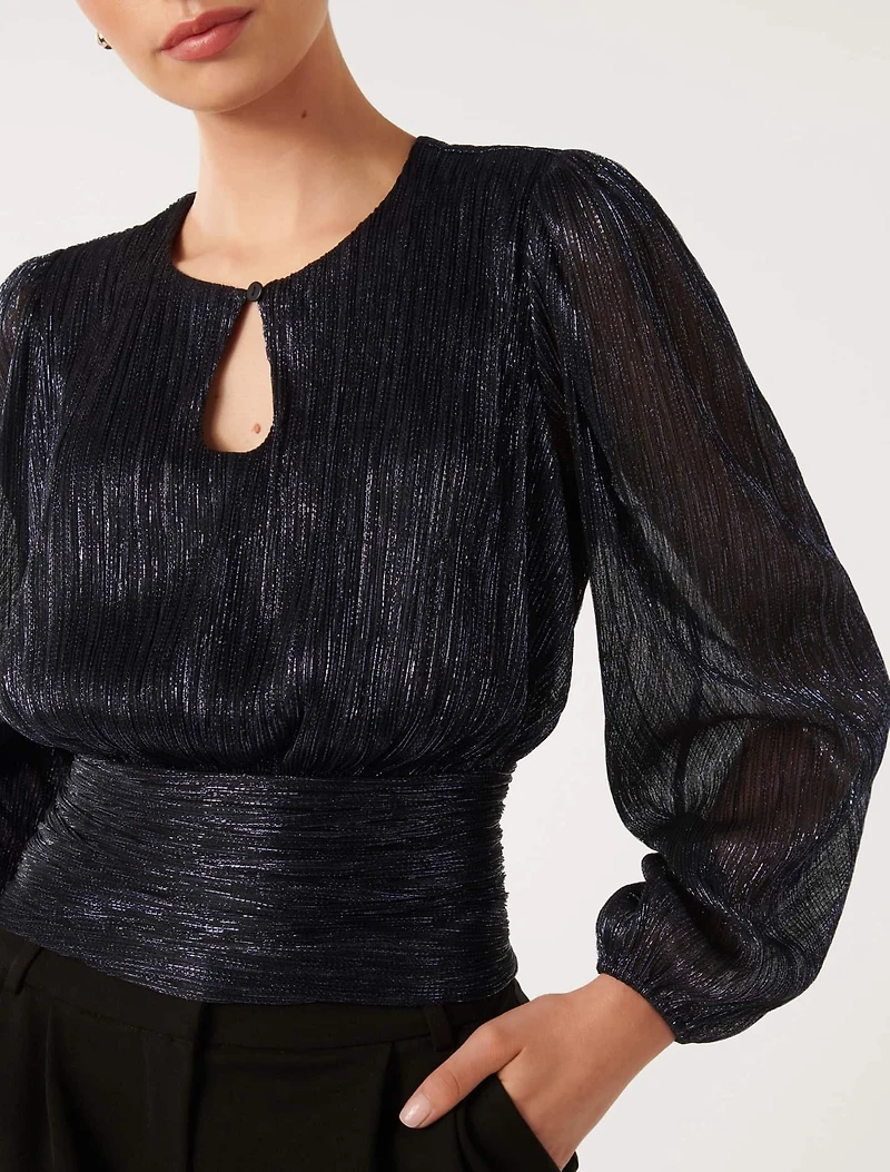 Ava Plisse High Neck Top