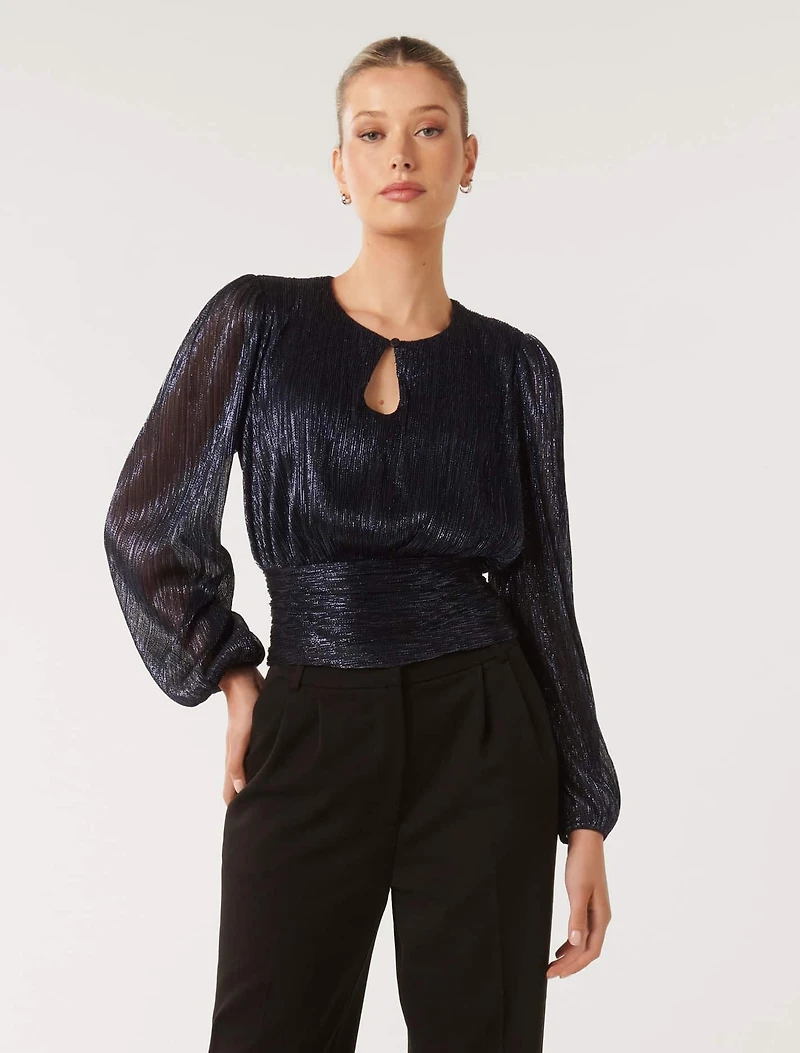 Ava Plisse High Neck Top
