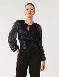 Ava Plisse High Neck Top