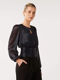 Ava Plisse High Neck Top