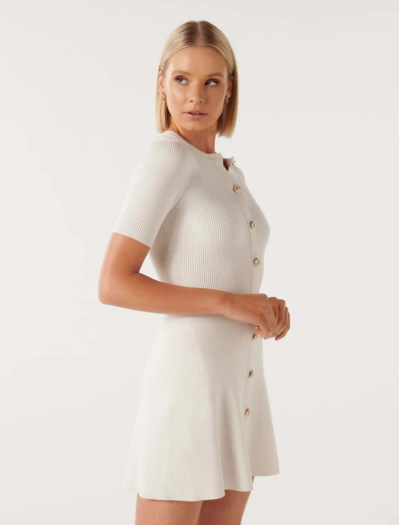 Jolie S/S Button Down Mini Knit Dress