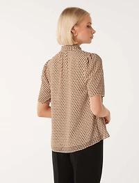 Dana Keyhole Short Sleeve Blouse