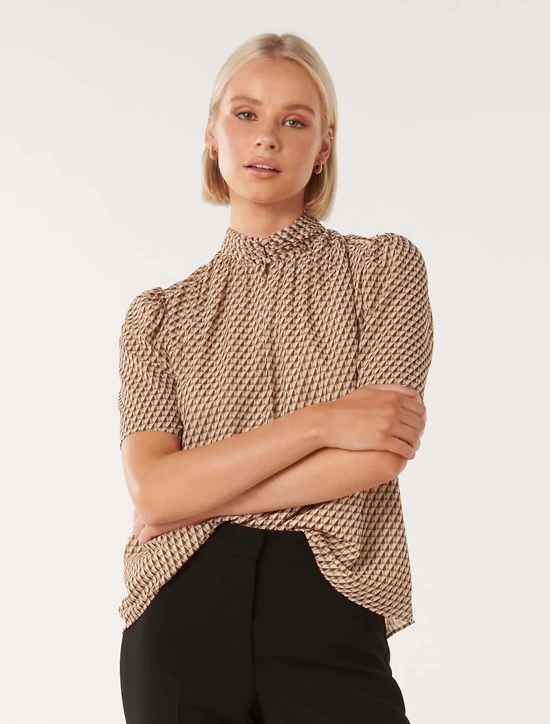 Dana Keyhole Short Sleeve Blouse