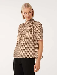 Dana Keyhole Short Sleeve Blouse