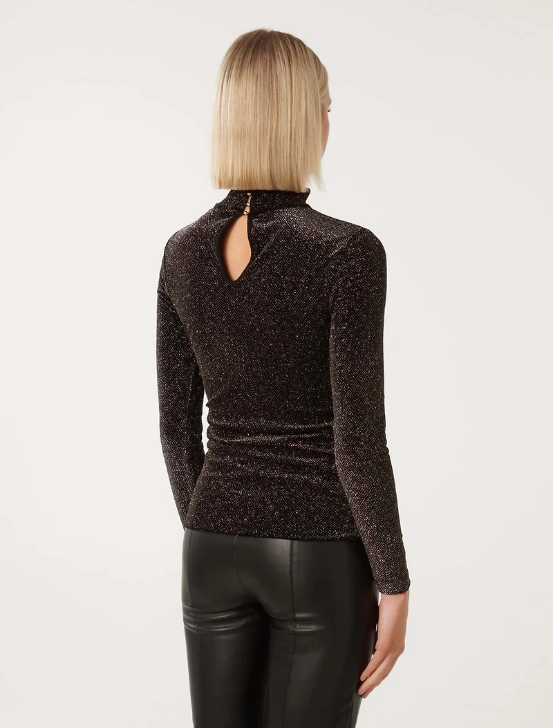 Marina Velvet High Neck Top