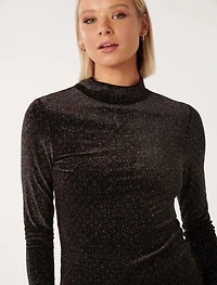 Marina Velvet High Neck Top