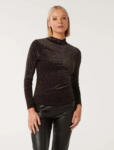 Marina Velvet High Neck Top