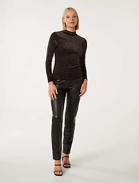 Marina Velvet High Neck Top