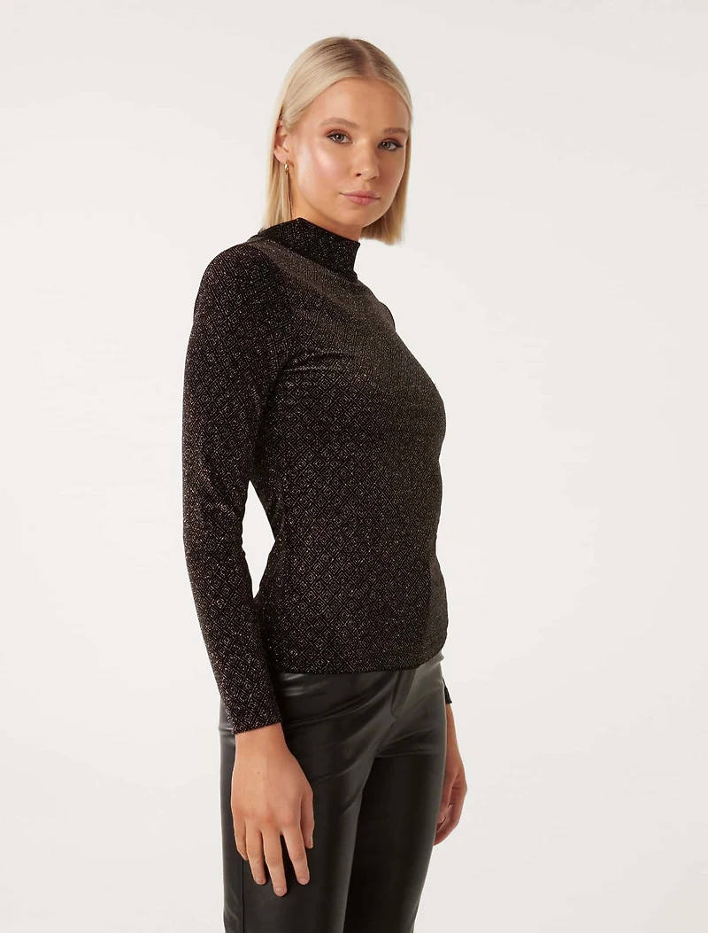 Marina Velvet High Neck Top
