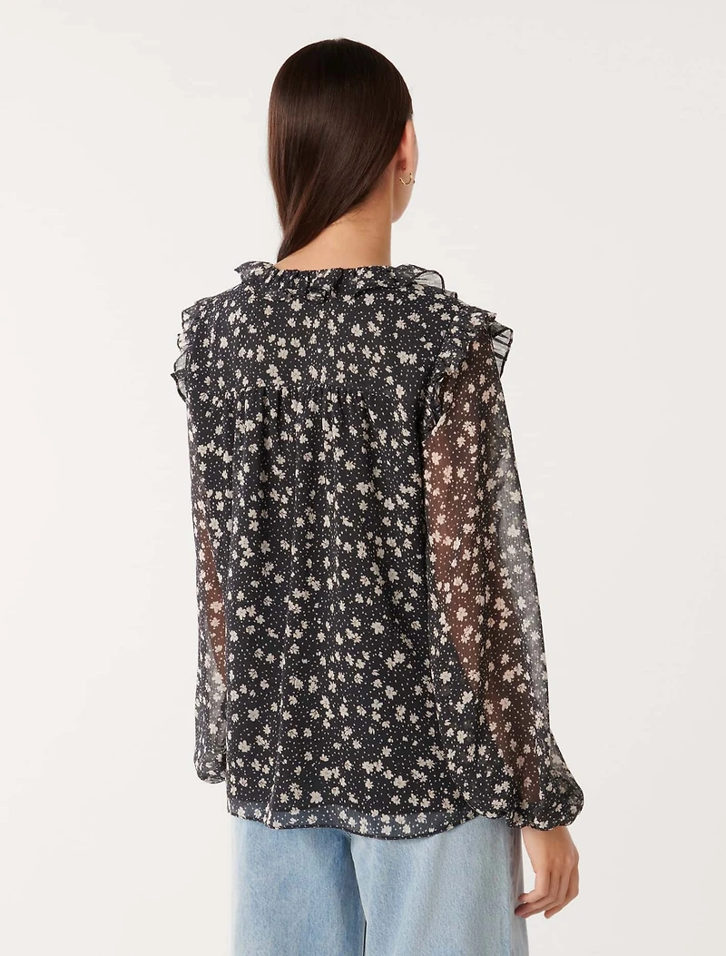 Cody Ruffle Pintuck Blouse