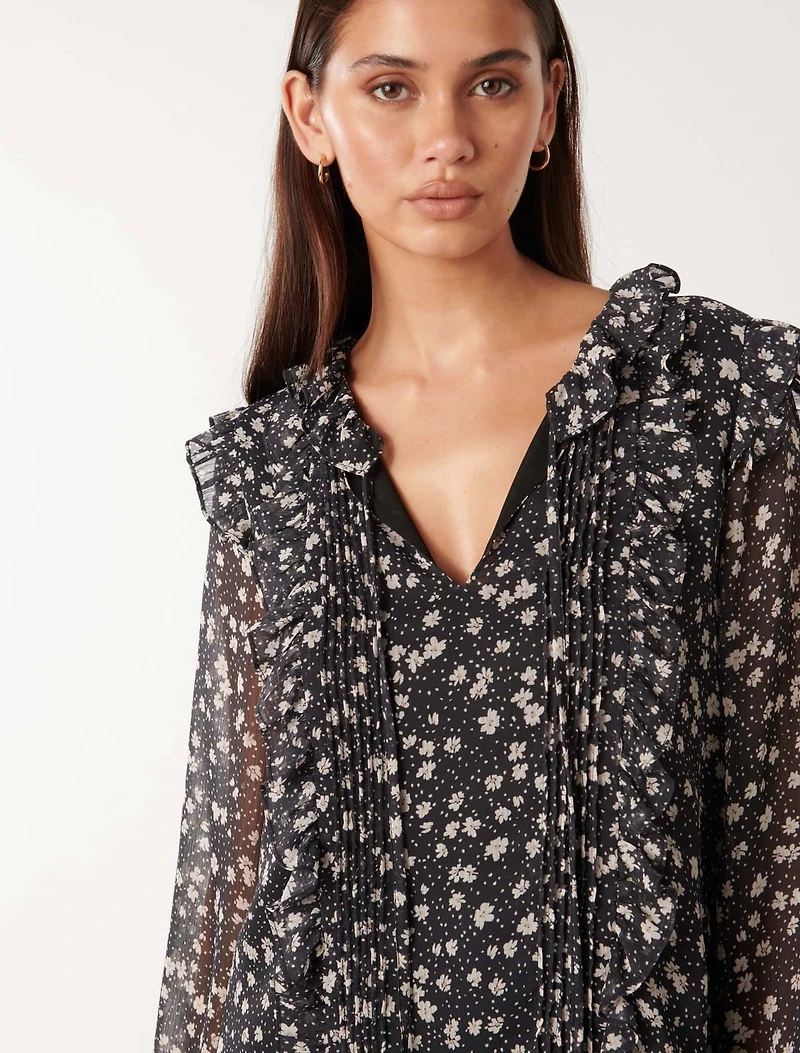 Cody Ruffle Pintuck Blouse