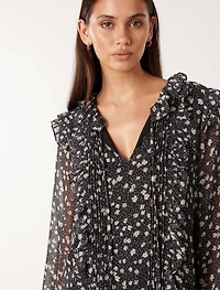 Cody Ruffle Pintuck Blouse