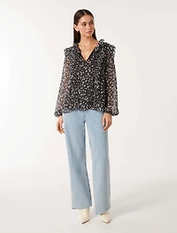 Cody Ruffle Pintuck Blouse
