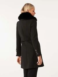 Susie Faux Fur Collar Dolly Coat