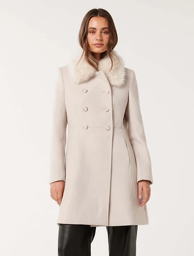 Susie Faux Fur Collar Dolly Coat