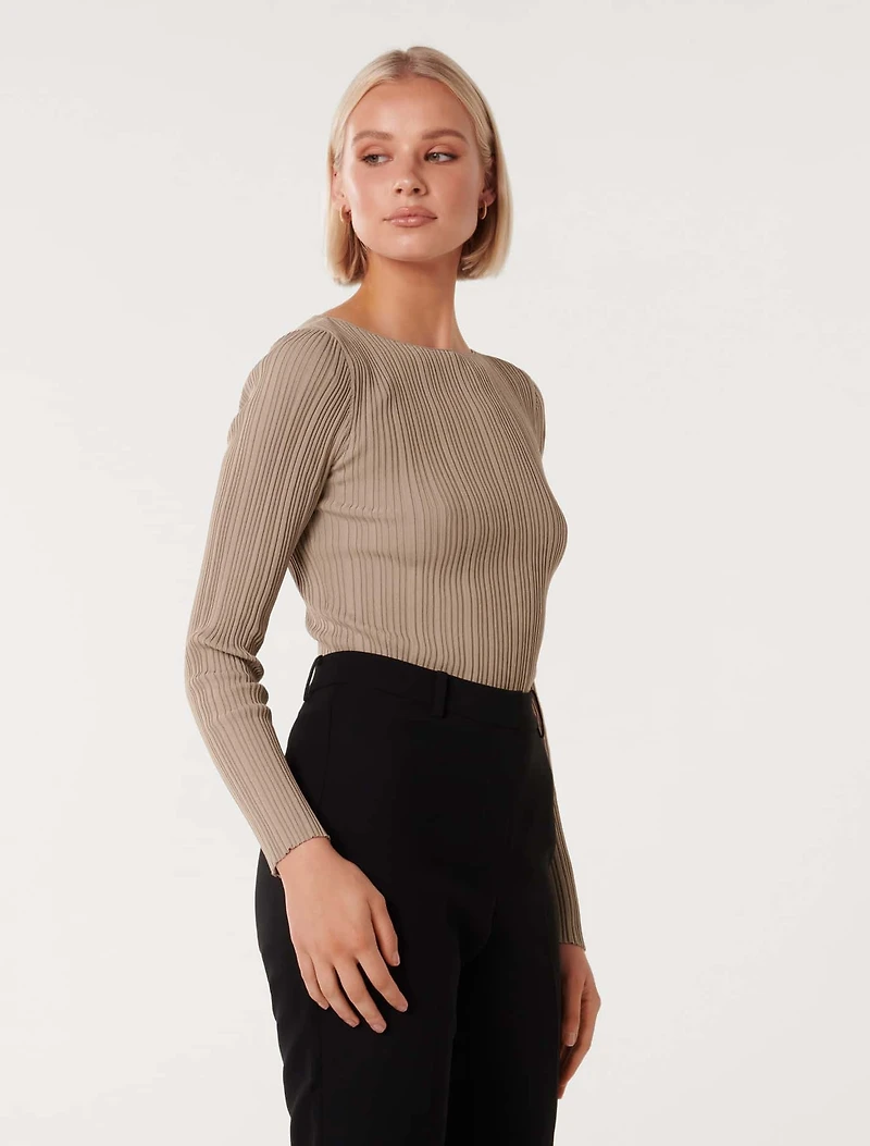 Evie Long Sleeve Rib Knit Top