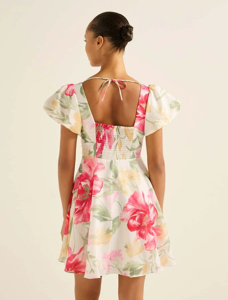 June Ruched V-Neck Mini Dress