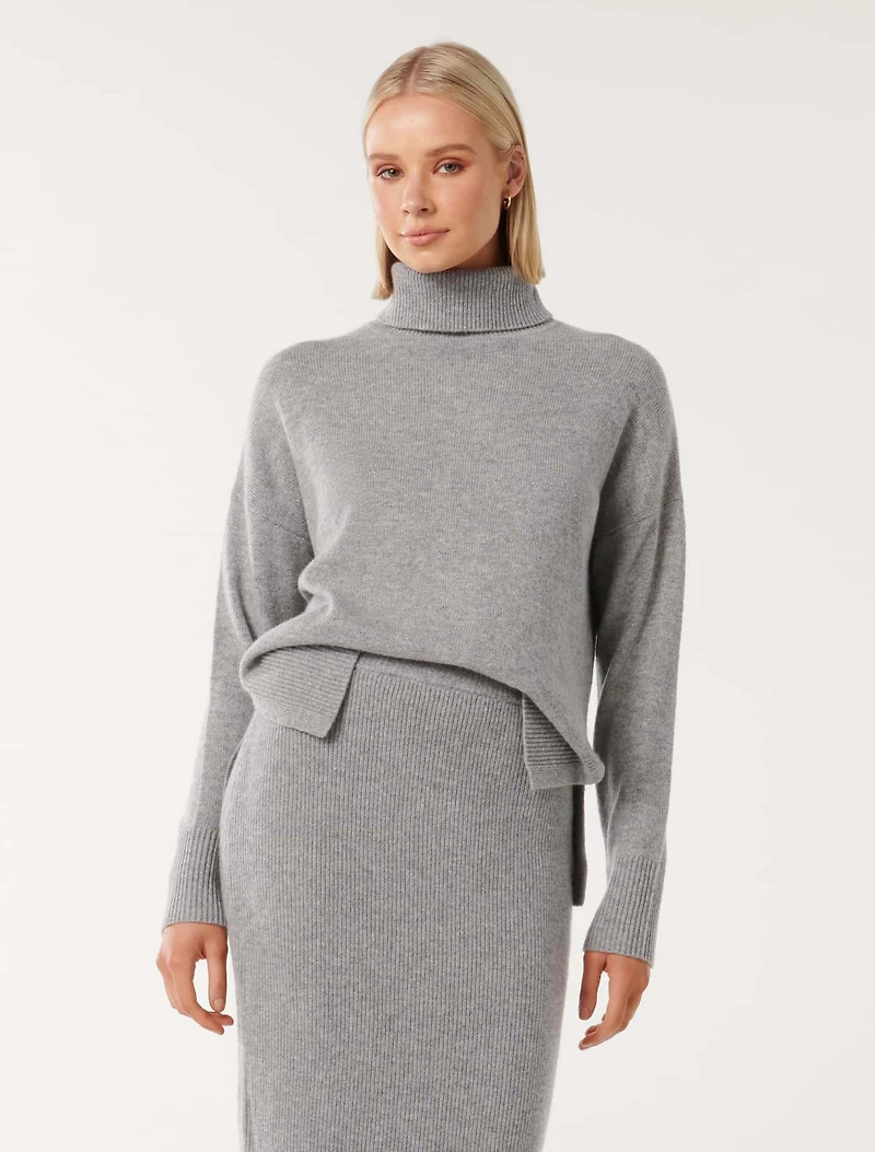 Mia Relaxed Roll Neck Knit Jumper