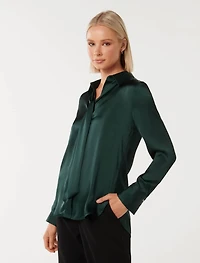Thea Tie Neck Satin Shirt