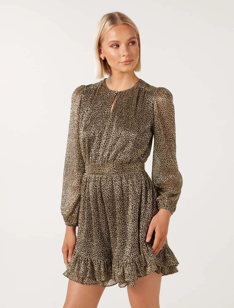 Goldie Long Sleeve Plisse Mini