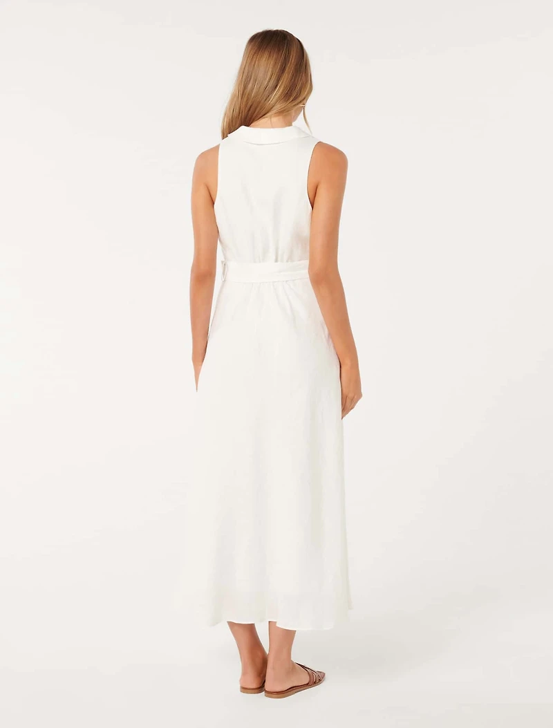 Paulina Collar Detail Belted Midi