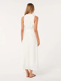 Paulina Collar Detail Belted Midi