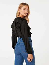 Sandy Jacquard Ruffle Blouse