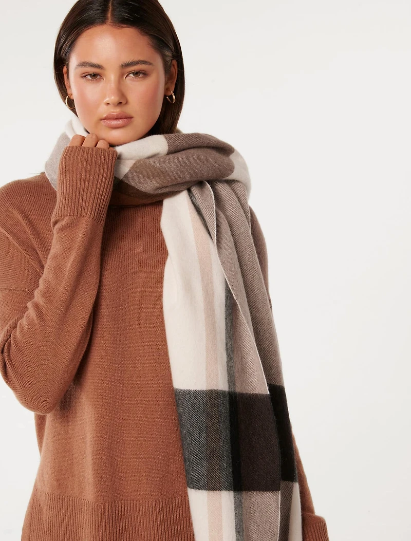 Bryony Check Premium Wool Scarf
