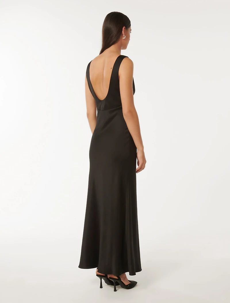 Cameron V Neck Satin Maxi