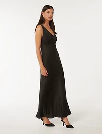 Cameron V Neck Satin Maxi