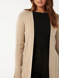 Daphne Long Line Ribbed Cardigan