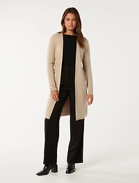 Daphne Long Line Ribbed Cardigan