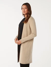 Daphne Long Line Ribbed Cardigan