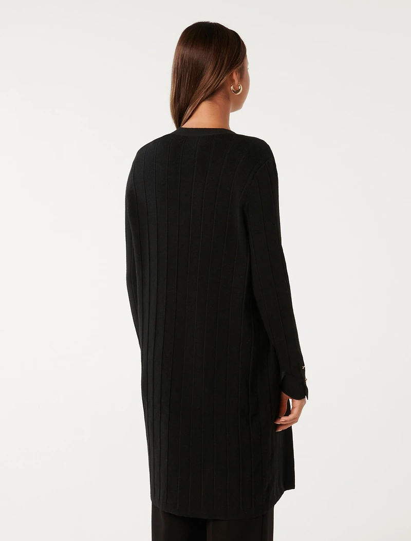 Daphne Long Line Ribbed Cardigan