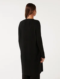 Daphne Long Line Ribbed Cardigan