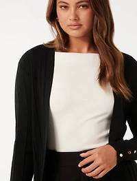 Daphne Long Line Ribbed Cardigan