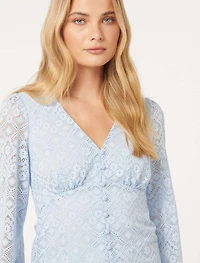 Serenity Button Front Lace Top