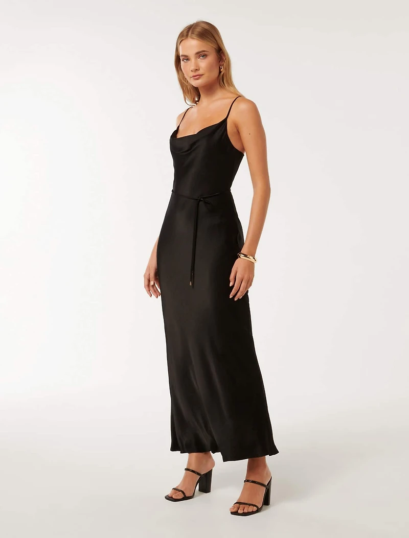 Lucy Satin Cowl Maxi Dress