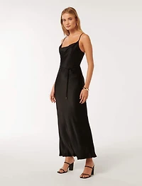 Lucy Satin Cowl Maxi Dress