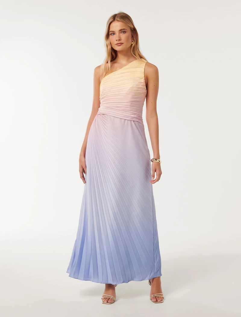 Paula Pleated One Shoulder Maxi