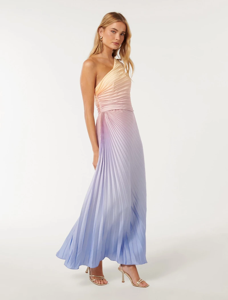 Paula Pleated One Shoulder Maxi