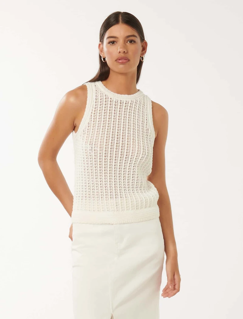 Bailee Crochet Racer Top