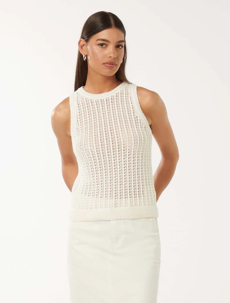 Bailee Crochet Racer Top