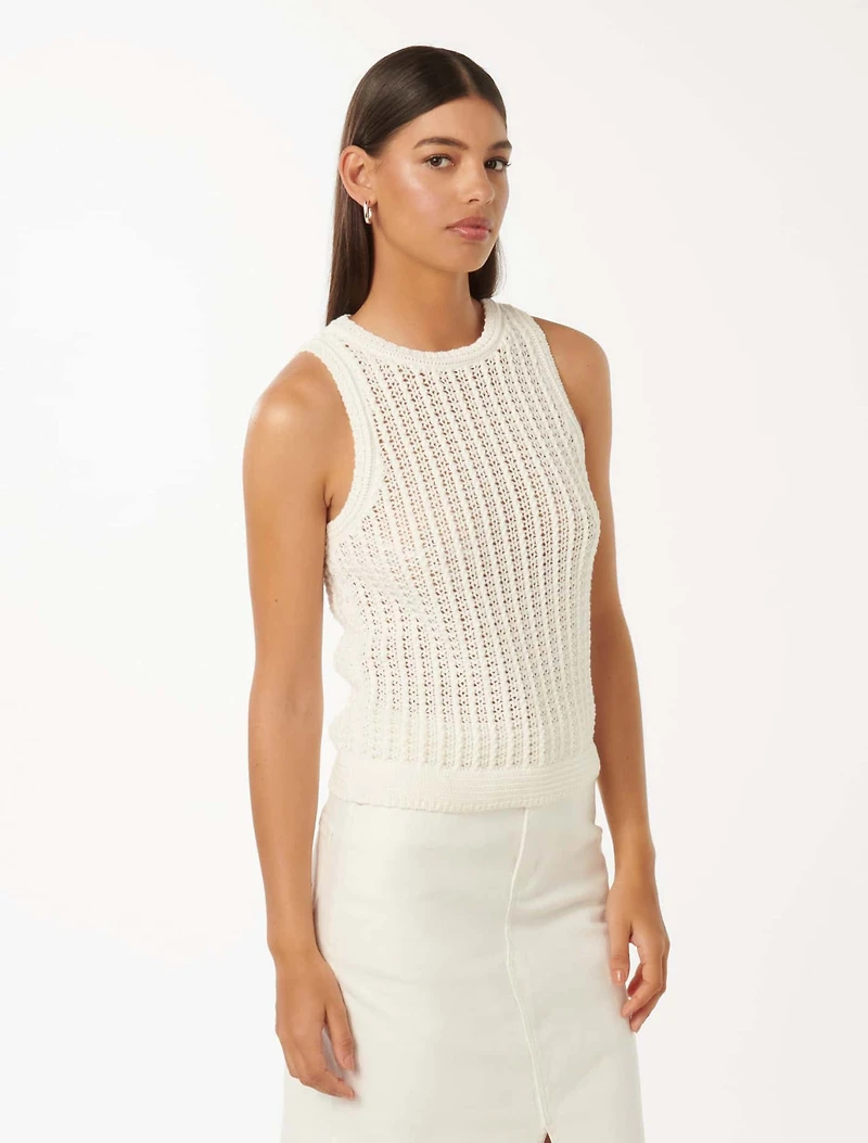 Bailee Crochet Racer Top