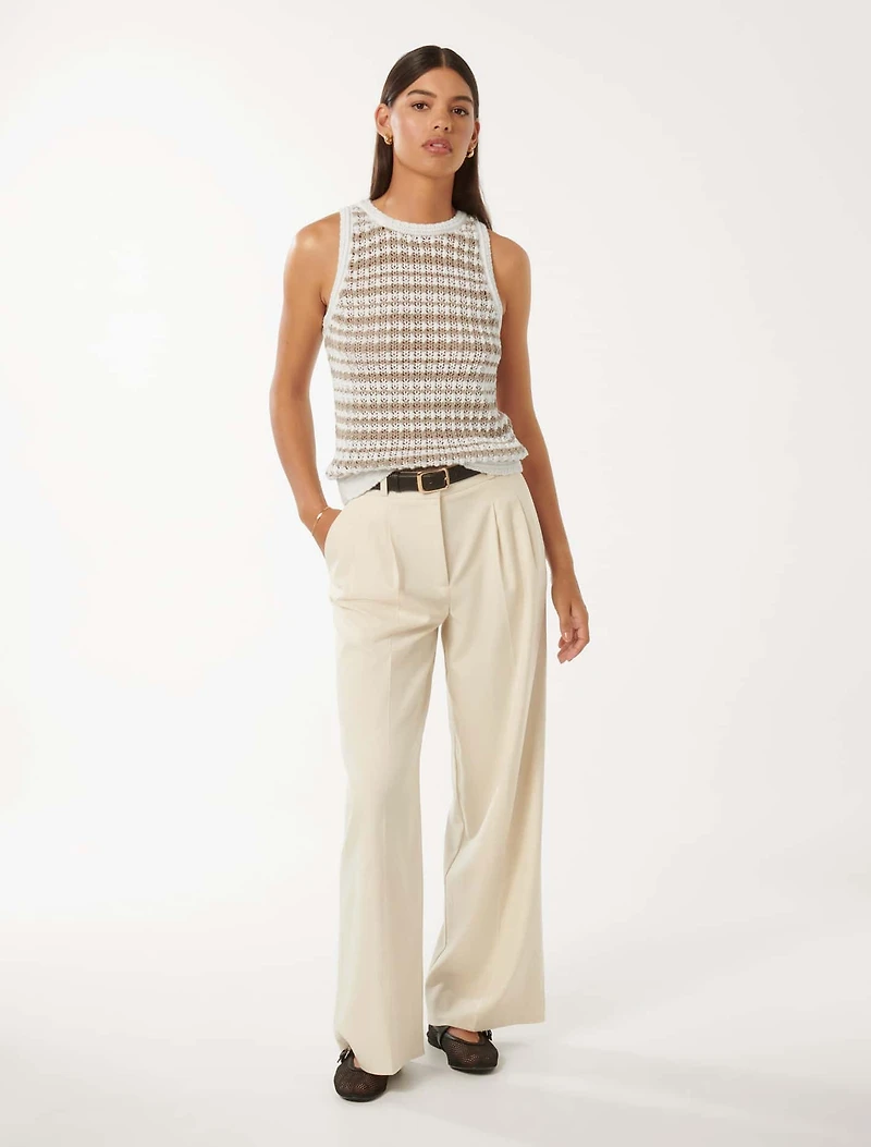 Bailee Stripe Crochet Look Top