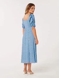 Hailee Petite Puff-Sleeve Midi Dress
