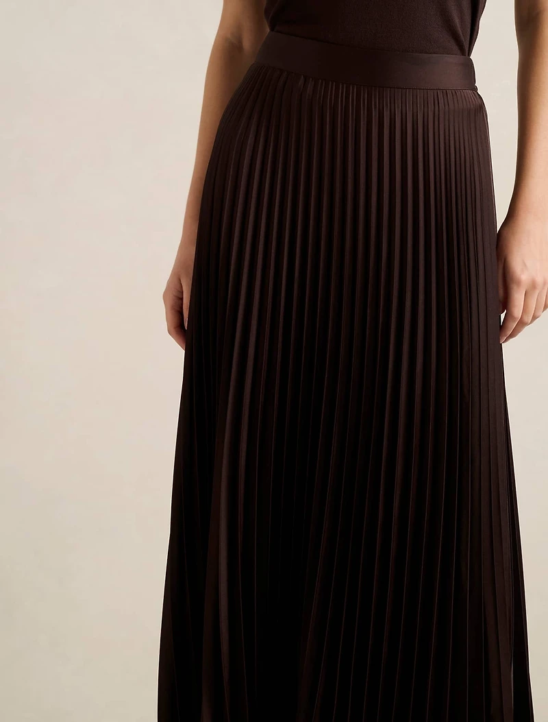 Estelle Satin Pleated Midi Skirt