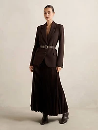 Estelle Satin Pleated Midi Skirt
